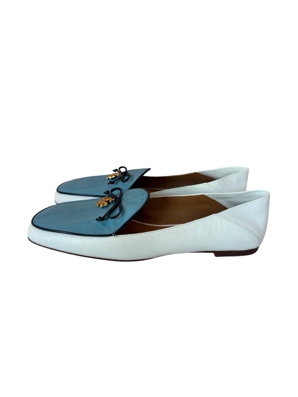 Tory Burch Charm Two Tone Loafers Slip-On Flats Shoes Leather Size 9 Women's - Picture 2 of 15